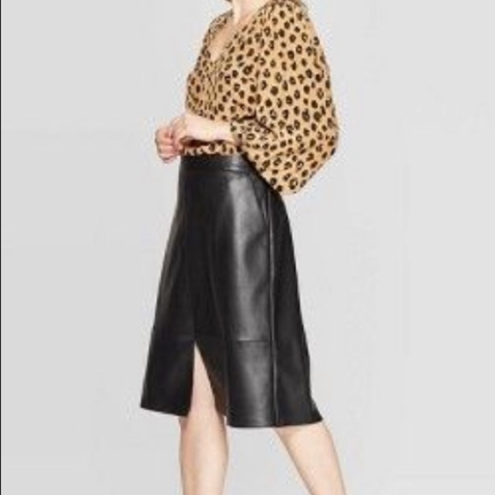 High-Rise A Line Faux-Leather Skirt- A New Day